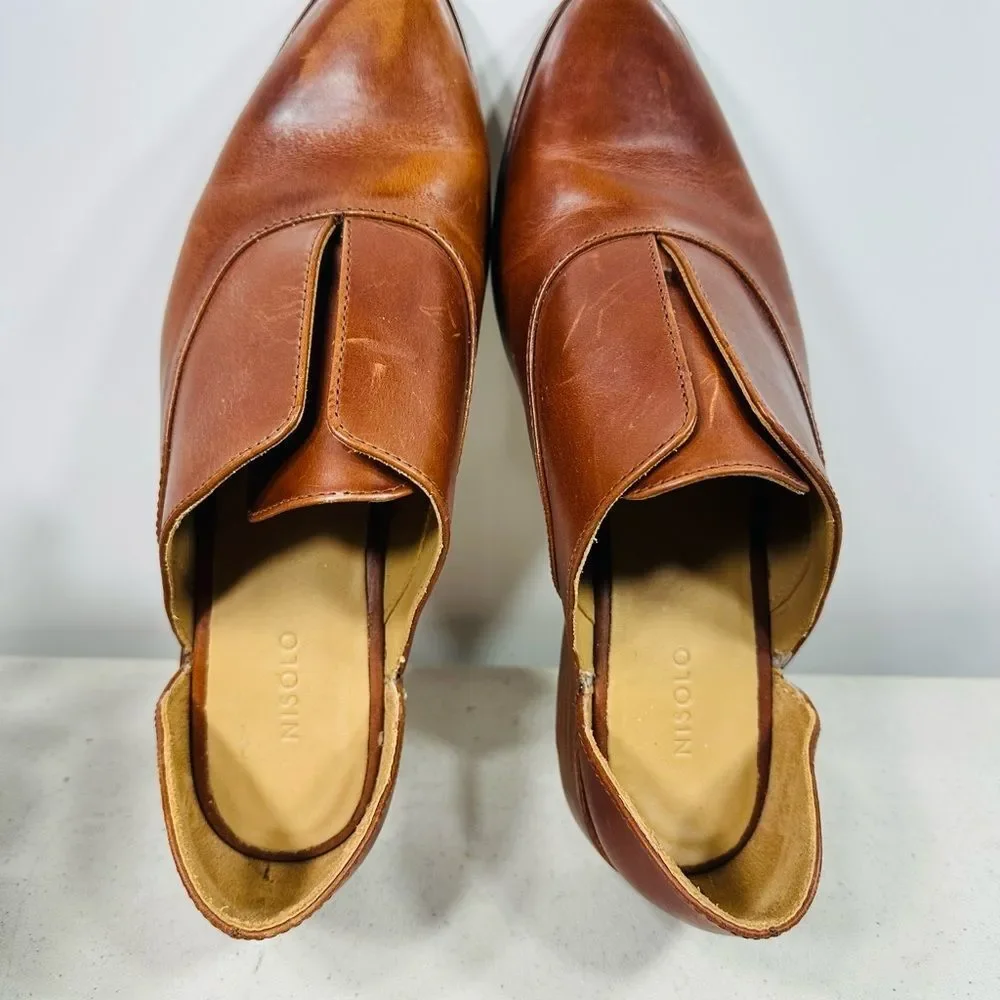 Nisolo Emma D'Orsay Oxford Brown Leather Slip On Shoes Flats size 10